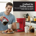 MUELLER HOME 12-Cup Red Coffee Maker - Perfect for Home or Office, Borosilicate Carafe, Auto-Off, Reusable Filter, Anti-Drip, Keep-Warm Function, Clear Water Level Window, Red Kitchen Accessories