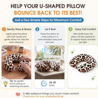 HunnmingRe 5 Pcs Travel Pillow and Blanket Set, 5 in 1 Travel Airplane Compact Includes 40 x 60 Inch Throw Blanket Eye Mask Neck Pillow Earplug and Bag Gifts for Travelers Women(Leopard Print,Brown)