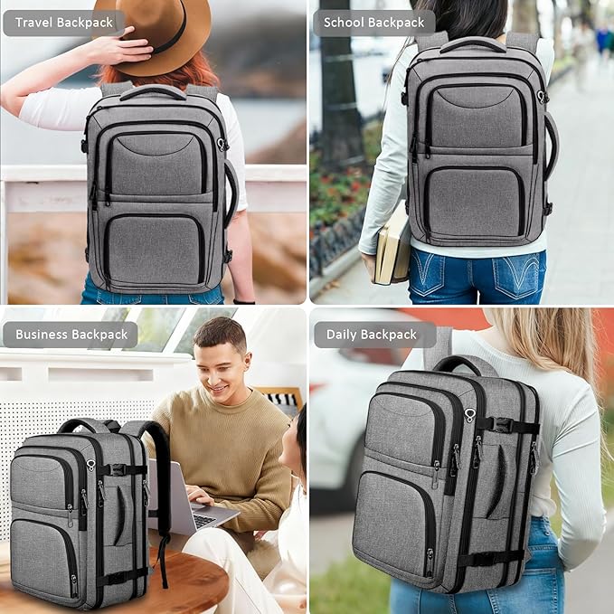 Extra Large Travel Backpack, Carry on Luggage Backpack TSA 18.4 inch Laptop Bag Flight Approved, Lightweight Business Luggage Bag, Travel Gifts for Men, Black