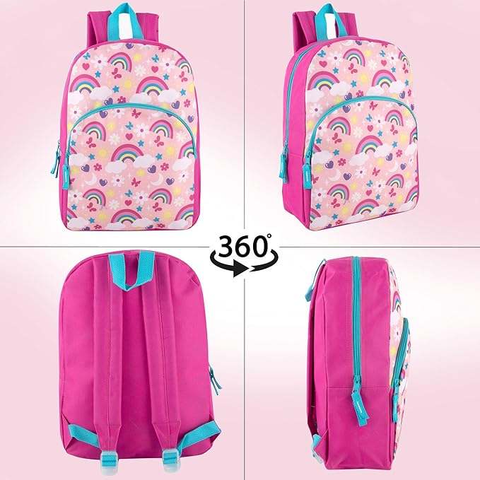 Trail maker 15 Inch Kids Backpacks for Boys & Girls | Preschool, Kindergarten, Elementary School Backpacks with Adjustable, Padded Straps (Radiant Rainbows)