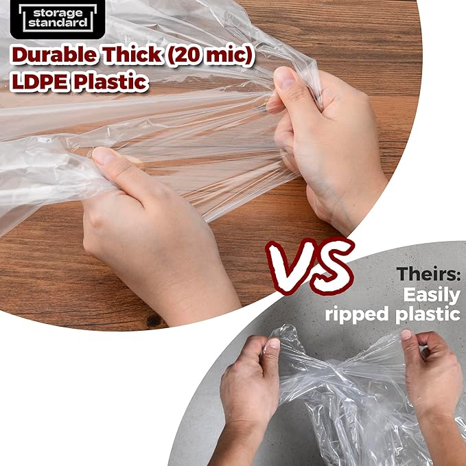 60-Pack Extra Long Dry Cleaning Bags for Clothes 72-Inch Long - Clear Plastic Garment Bags for Hanging Clothes, Dry Cleaner Plastic Clothing Cover for Suits, Gowns, Coat, Dance Costumes & Long Dresses