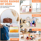 AURUZA Clear Makeup Bag,Portable Travel Toiletry Bags with Zipper, TSA Approved Clear Organizer Bags, PVC Cosmetic Pouch for Airport Airline Compliant