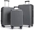 LIGHT FLIGHT Luggage Sets, Durable Hard Shell 3 Piece Set Suitcase with Spinner Wheels, Hardside Lightweight Luggage set with TSA Lock, Large Travel Luggage Set (20" 24" 28"), Glacier Gray