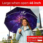 TUMELLA Inverted Windproof Umbrella, Large, Strong, Light, Portable, Automatic Reverse Folding Rain Umbrella, Durable Premium Grip, Fits Car & Backpack