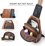 LATMAP Sling Bag For Women Faux Leather Small Casual Daypack Backpack Fanny Pack Crossbody Chest Bags Purse