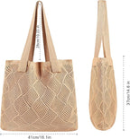 COOKOOKY Crochet Beach Tote bag Summer Beach Bag for Women Aesthetic Mesh Tote Bag Hippie Bag Knit Bag
