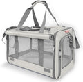 GAPZER Pet Carrier for Large Cat Soft-Sided Animal Traveling Bag for Medium Cat up to 20lbs / Washable Small Dog Puppy 10 lbs Crate Case with Privacy Curtains for Home Outdoor Travel Beige White