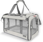 GAPZER Pet Carrier for Large Cat Soft-Sided Animal Traveling Bag for Medium Cat up to 20lbs / Washable Small Dog Puppy 10 lbs Crate Case with Privacy Curtains for Home Outdoor Travel Beige White