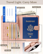 Slohif Passport Wallet Holder Cover for Travel - Women Men RFID Blocking Passport Book Protector for Boarding Pass Cards