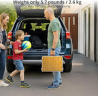 Anbte 2ft Camping Table Foldable, 3 Adjustable Heights High 27.5" Aluminum Small Folding Table with Carrying Handle, Portable, for Outdoor Indoor Picnic Beach BBQ Travel, 24" x 16", Light Oak Grain