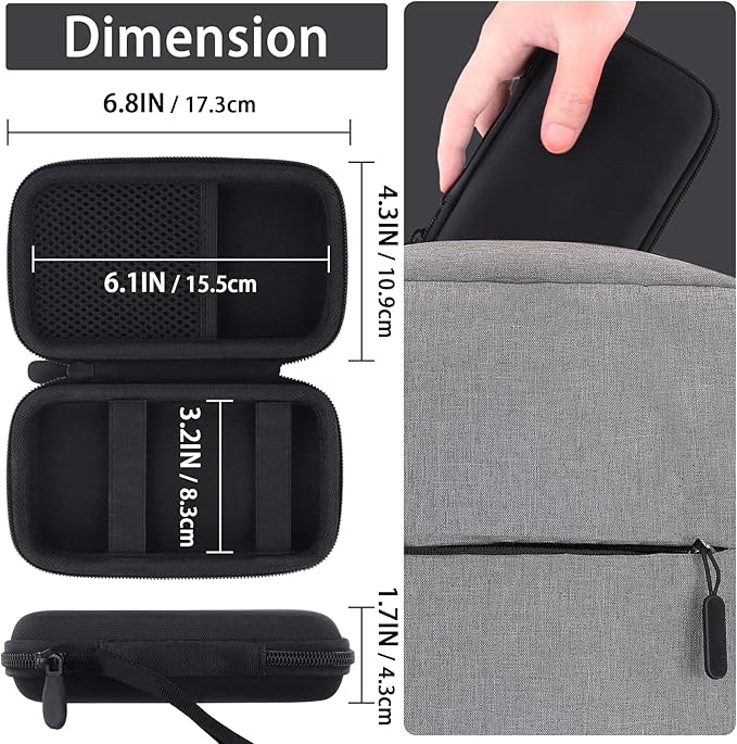 co2CREA for Anker Nano 5,000mAh Ultra-Slim / 10,000mAh MagGo Power Bank, Hard Travel Case Compatible with Anker A1665 A1664 Slim Magnetic Charger, Case Only (Black Case)