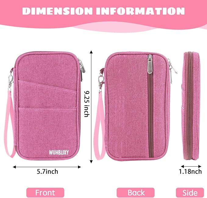 Premium Travel Passport Holder,Family Passport holder Travel Document Organizer,Secure &Stylish Companion For your Family (pink)