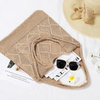 WantGor Crochet Bags, Beach Mesh Tote Bag Womens Shoulder Shopping Handbag Casual Travel Totes Bag Foldable Hobo Bags