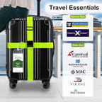 8 Pack Luggage Straps and Cruise Luggage Tags Set (4 Straps, 4 Wide Tags), Luggage Straps for Suitcases TSA Approved Suitcase Tags, Green