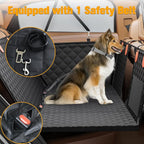 PETICON Back Seat Extender for Dogs, Hard Bottom Dog Car Seat Cover - Supports 400lbs, Rear Seat Pet Cover with Mesh Window, Waterproof Dog Hammock for Car SUV