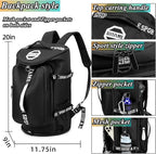 Gym Duffle Bag Backpack with Shoe Compartment,4 ways Travel Backpack for Women and Men,Multi-Functional Weekender bag with Waterproof Layer&Laptop Compartment for Fitness, Travel,Camping