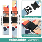 Slohif Luggage Straps for Suitcases Travel Belt Accessories Luggage Connector Identifiers 2 Pack Over Handle with Buckle Unique Nylon Adjustable Strap for Sleeping Bag Car Seat Simple Painting