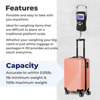 AWS Digital Luggage Scale, Fish Weighing Scale, Hanging Scale 110lb/50kg – Die-Cast Metal Construction, Built-in Tape Measure, Hook & Handle – for Travel, Fishing, Archery, Hunting, Outdoor (Black)