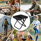 Ultra-Thin Portable Folding Stool - 1.97" Slim Fold, 0.99LB Lightweight, 200LB Capacity Camping Chair for Adults, Compact Collapsible Seat for Outdoor Fishing, Hiking, Events & Queue（Black）