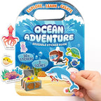 Reusable Sticker Books for Toddlers 1-3, Stickers for Toddlers 2-4 Years - Stickers for Kids Airplane Toys for Toddler 1-3, Toddler Travel Toys - Reusable Sticker Book Birthday Gifts for Boys Girls