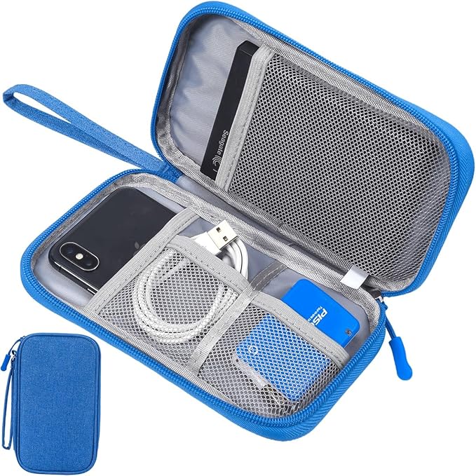 CAAORDKSO Travel Cord Organizer - Electronics Organizer Case, Cable Organizer Bag Pouch Waterproof Portable Accessories Case for Cord, Charger, Phone, Power Bank, Earphone (Blue)