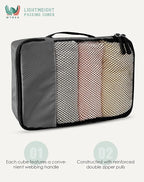 WTREE 4-Piece Packing Cubes Travel Accessories Set for Suitcases - Luggage Organizer Bags with Double Zipper - Mesh Top - Small - Dark Grey