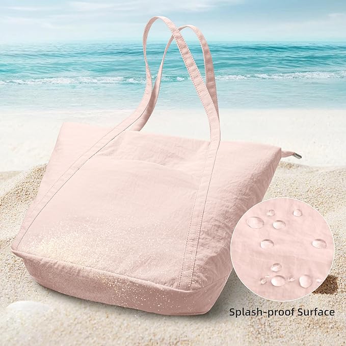 WLLWOO Large Gym Tote Bag for Women Sport Yoga, 24L Travel Beach Bag Lightweight Zipper Shoulder Handbag for Daily Work