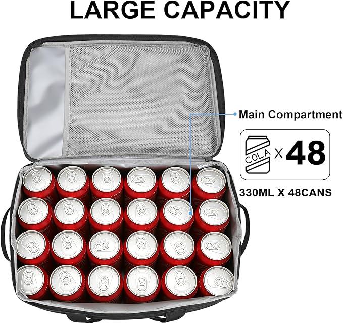 Cooler Bag 48-Can Insulated Leakproof Soft Cooler Large Collapsible Portable Travel Cooler Bags 32L for Picnic, Waterproof Soft Ice Chest for Camping, Beach, Fishing, Outdoor - 32 Quart