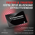 KF-Premium RFID Blocking Card (2 Pack) - Ultra Thin Debit & Credit Card Protector for Travel & Passport - Anti Theft & Fraud Contactless NFC Blocker - Wallet Defender for Men & Women - Black