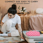 Relavel Makeup Bag, Cute Travel Cosmetic Bag, Small Pink Make Up Bags, Portable Toiletry Storage for Women Girl, Waterproof Makeup Organizer for Gym, Camping, Trip, Daily Use - Rose Red
