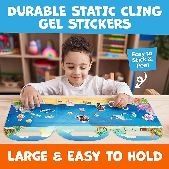 Reusable Sticker Books for Toddlers 1-3, Stickers for Toddlers 2-4 Years - Stickers for Kids Airplane Toys for Toddler 1-3, Toddler Travel Toys - Reusable Sticker Book Birthday Gifts for Boys Girls