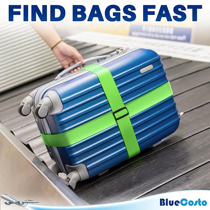 Luggage Straps for Suitcases - TSA Approved - Multicolored, 4 PK - Premium Nylon Belts for Suitcase, Briefcase & Travel Bag - Adjustable Strap Length 46" - 78"
