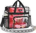 MAY TREE Clear Bag for Stadium Events, 12x6x12 Clear Tote Bag with Removable Strap, Transparent Bag for Concert Sports Gym, White Block-Strap