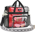 MAY TREE Clear Bag for Stadium Events, 12x6x12 Clear Tote Bag with Removable Strap, Transparent Bag for Concert Sports Gym, White Block-Strap