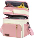 MIYCOO Lunch Bag & Lunch Box for Women Men, Double Deck Leakproof Insulated Soft Large Adult Camping Cooler bag for Work, Beach, Picnic, Travel (Pink White, 15L)