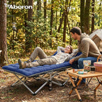 ABORON Camping Cot for Adult 28" Extra Wide, Heavy-Duty 1200D Oxford Cot for Sleeping, Portable Folding Camp Bed with Mat & Carry Bag