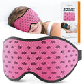 LitBear Breathable Sleep Mask, 3D Eye Mask Sleep for Side Sleepers Women Men, Light Blocking Sleeping Mask with Adjustable Strap, Soft Lightweight Eye Cover for Travel, Night Work, Nap, Office - Pink
