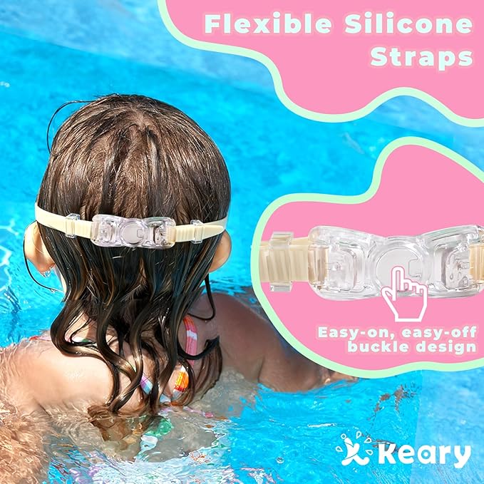 Keary 2 Pack Kids Swim Goggles for 3-15 UV Protection Anti-Fog Pool Water Swimming Goggles For Boys Girls Youth Toddler