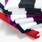 Exclusivo Mezcla 4 Pack Cotton Oversized 35x70 Inches Soft Cabana Stripe Thick Beach Towel, Super Absorbent Travel Bath Pool Towel (Charcoal Grey/Dark Navy/Purple/Red)