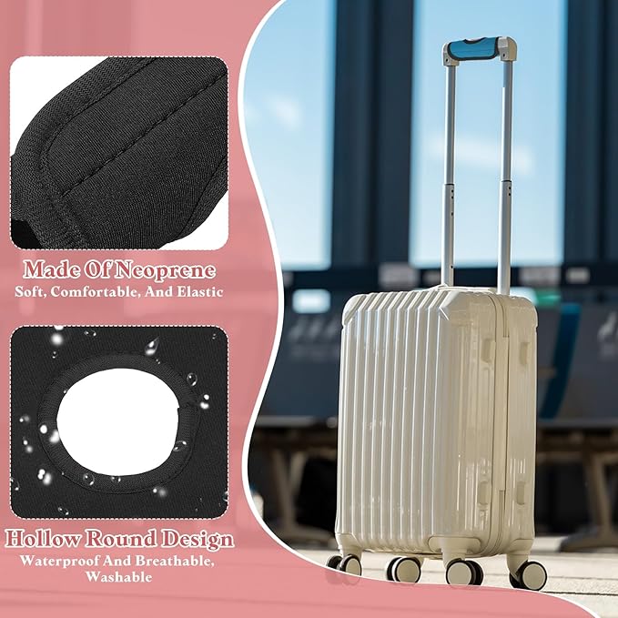 PATIKIL Luggage Handle Wrap for Suitcase, 2 Pcs Bright Color Neoprene Comfort Soft Handle Covers Luggage Identifiers for Bag Suitcase Tags Wraps Travel Accessories, Black
