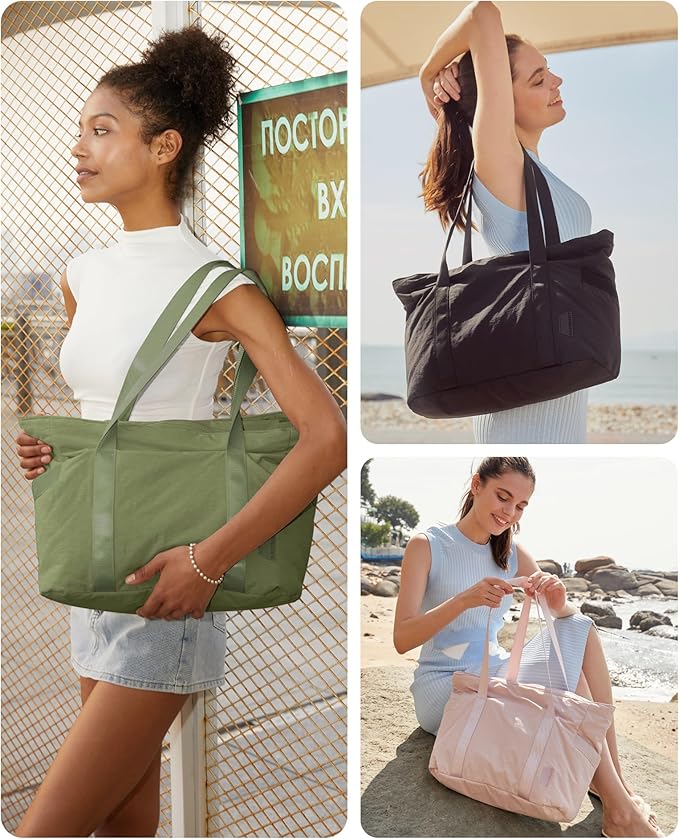 BAGSMART Tote Bag for Women, Tote Bag with Zipper Work Tote with Compartments Nurse Shoulder Hanbag for Travel, Gym