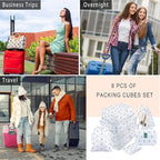 Packing Cubes, 8 Pcs Travel Packing Organizers for Suitcases, Large Capacity Travel Luggage Organizers Set includes 8 Storage Bags for Women or Men (Cactus)