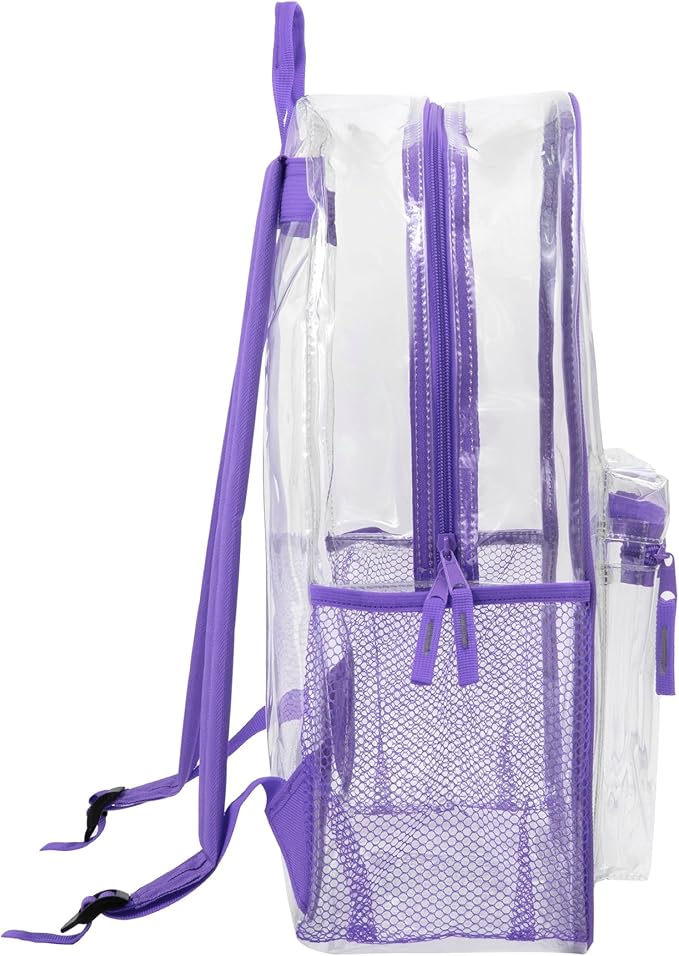 Trail maker Clear Backpack Heavy Duty with Padded Straps, Side Pockets for Kids, Boys, Girls, School, Stadium Approved Events