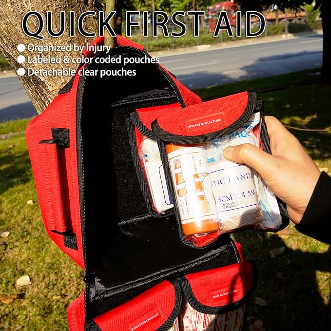 418-Piece First Aid Kit for Home, Travel, Camping, Hiking & Outdoor Emergencies, Tear-Resistant Survival Kits for Business, Vehicle & School, Multi-Use Emergency Medical Supplies