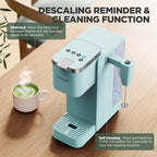 Tastyle Single Serve Coffee Maker with Built-in Detachable Milk Frother, Iced and Hot Coffee Machine for K Cup & Grounds, 40oz Removable Water Reservoir, 6 Cup Sizes, Fits 7.3" Travel Mug, Teal