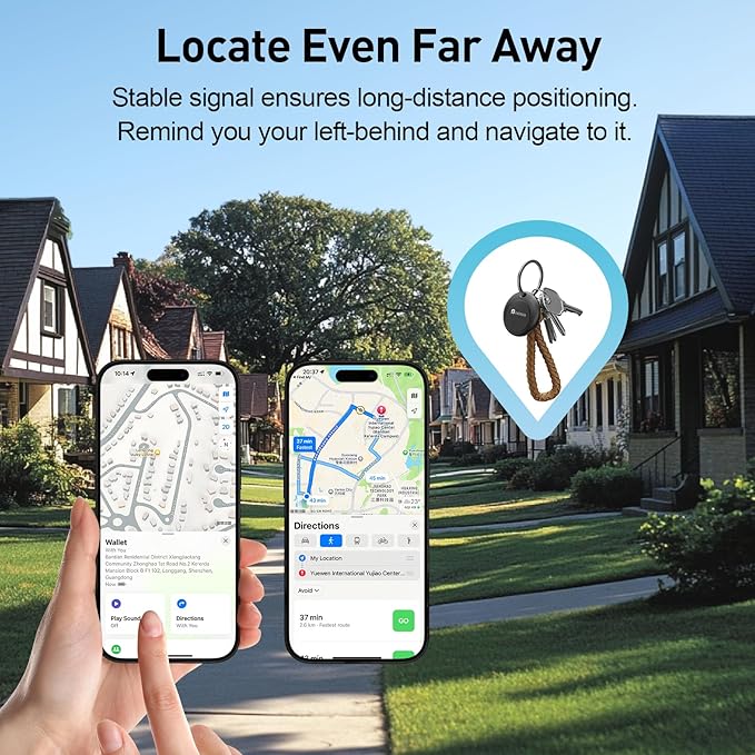 2026 [Apple MFi Certified] (iOS Only) Bluetooth Tracker Smart Finder for Apple Find My iPhone Keys Finder GPS Tracker, 5-10 Years Staying Power, Keys Finder and Item Locator for Wallet, Bags, Passport