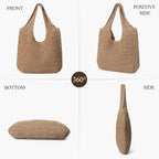 Trifabricy Beach Bags for Women, Large Beach Bag, Woven Straw Tote Bags Waterproof, Weaving Swim Shopping Travel Bag