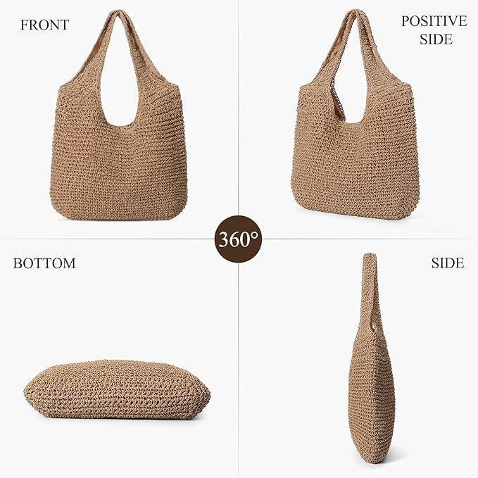 Trifabricy Beach Bags for Women, Large Beach Bag, Woven Straw Tote Bags Waterproof, Weaving Swim Shopping Travel Bag