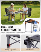 KingCamp Folding Camping Table Foldable Loads 265 Lbs, 42.1"× 27.6" Portable Table 3 Adjustable Height Aluminum Roll Up Camp Table with Carry Bag for Camping Picnic BBQ Backyard, Indoor & Outdoor