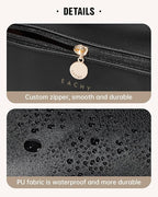 EACHY Travel Makeup Bag, Large Capacity Cosmetic Bag for Women, Waterproof PU Leather, Flat Open Portable Toiletry Bag for Skincare, Brushes & Travel Essentials